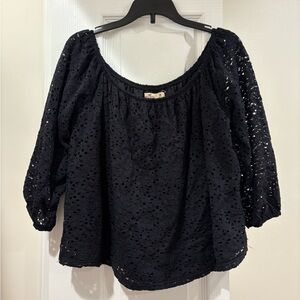 NWOT Hollister Black Eyelet Blouse